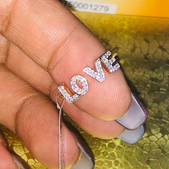 10k solid gold real diamond Love ring for women, Not Plated! free Appraisal sale - Picture 8 of 11